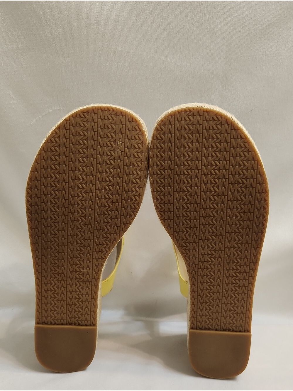 Michael Kors Laney Yellow Leather Espadrille Wedge Thong Sandals (Size 7) - Picture 8 of 12
